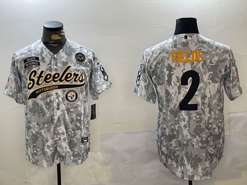 Men Pittsburgh Steelers #2 Fields Nike Arctic Camo 2024 Salute to Service Limited NFL Jersey style 6